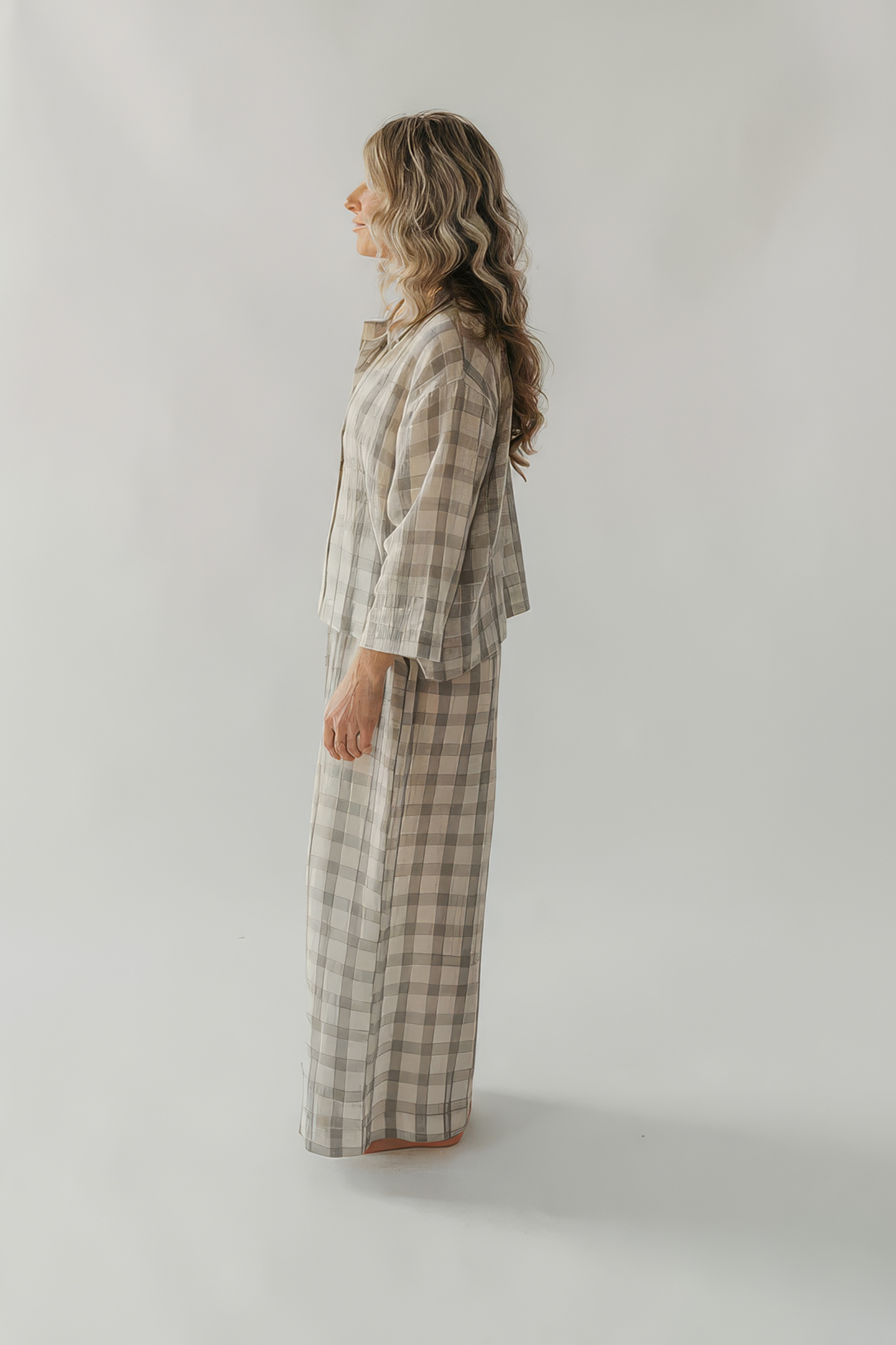 Grey Plaid Palazzo Pants